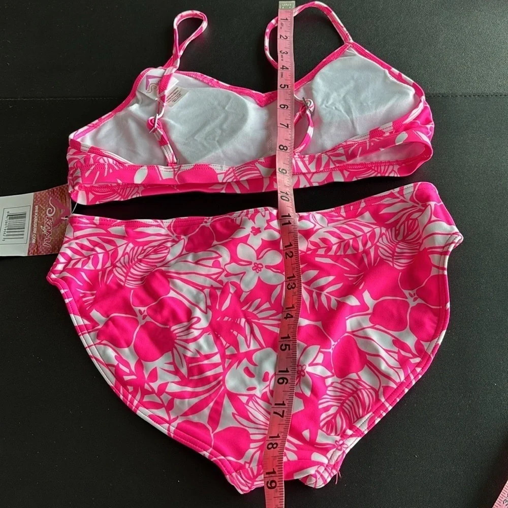 Kanu Surf UPF 50+ Fiona 2 piece adjustable strap,removable pads neon pink floral